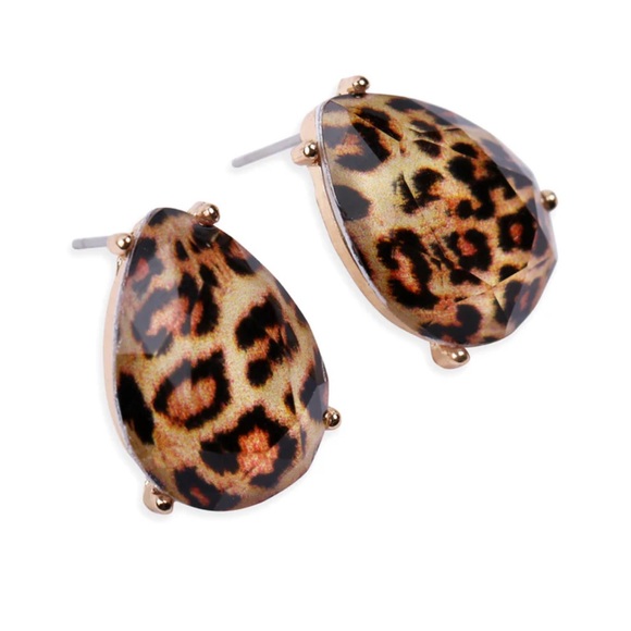 💝Boutique Acrylic Teardrop Shaped Animal Print Earrings - Picture 2 of 2